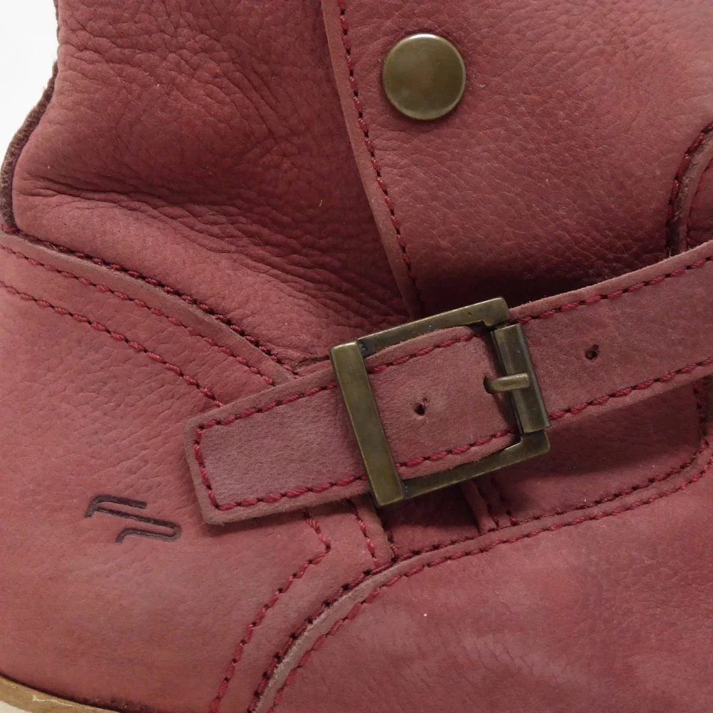 Birkenstock Magdala Footprints Mid Boot Burgundy Leather Buckle Strap 37 / 6